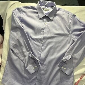 Kenneth Cole Reaction Sz L 16.5 32-33 Light Purple Long Sleeve Dress Shirt Me195